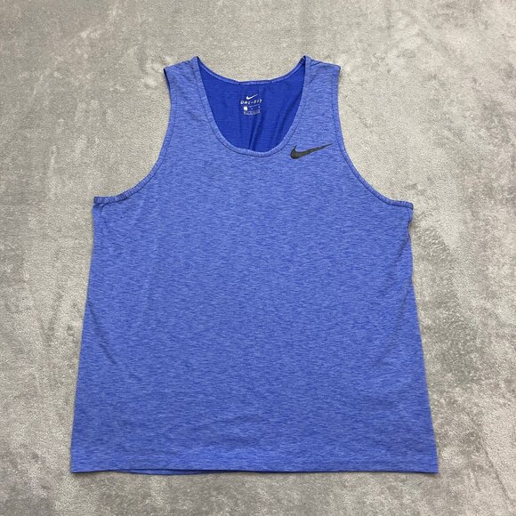 Nike Breathe Men's Training Running Shirt Tank Top Size Large Blue 832825-487 - Picture 1 of 9